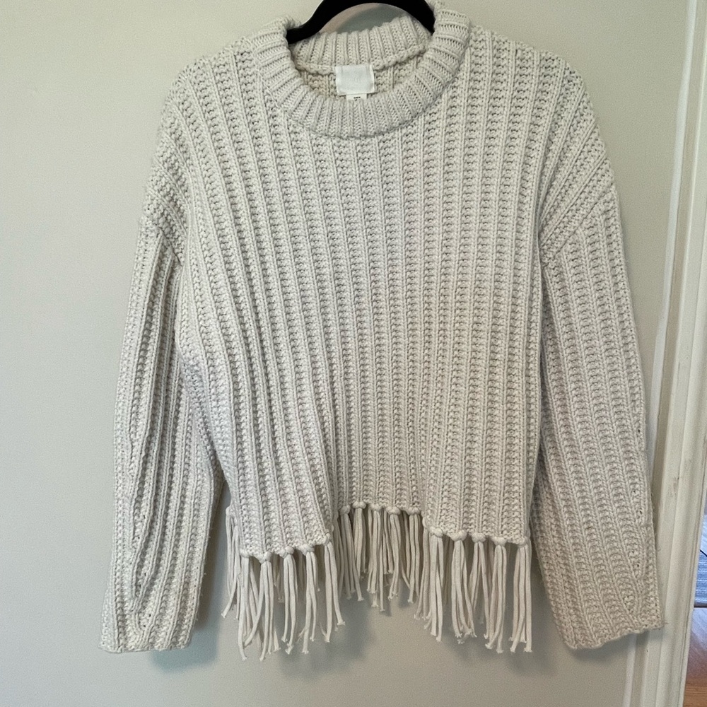 OATMEAL FRINGE SWEATER